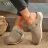 Women's Wedge Rivet Metal Buckle Closed-toe Slippers - Image 4