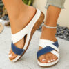 Color Matching One-word Women's Fashion Platform Wedge Slippers - Image 2