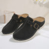 Women's Wedge Rivet Metal Buckle Closed-toe Slippers - Image 5
