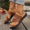 Round-toe Sandles Toe Covering Comfortable Flat Sandals - Image 6