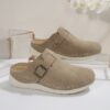Women's Wedge Rivet Metal Buckle Closed-toe Slippers - Image 3