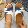 Color Matching One-word Women's Fashion Platform Wedge Slippers - Image 6
