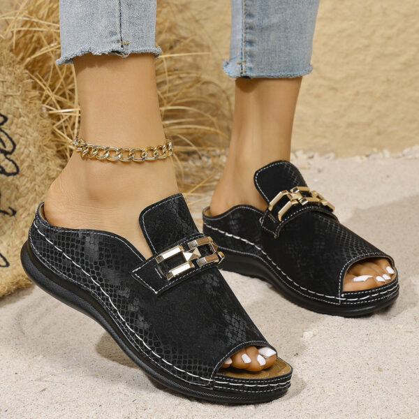 Plus Size Wedge Platform Slippers Cool Beach Leopard Slippers - Image 5