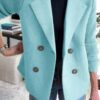 Double Breasted Lapel Jacket Fashion Knitted Sleeves Splicing Design Coat Outerwear Women's Clothing - Image 10
