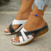Color Matching One-word Women's Fashion Platform Wedge Slippers - Image 5