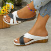 Color Matching One-word Women's Fashion Platform Wedge Slippers - Image 3