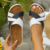 Color Matching One-word Women's Fashion Platform Wedge Slippers - Image 8